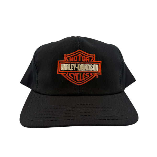 Vintage Harley Davidson Blockhead Black 90s Snapback Hat