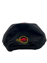 Load image into Gallery viewer, Vintage UNIVERSAL STUDIOS McDonald’s Jurassic Park Team 1993 Snapback Hat 90s Black Red
