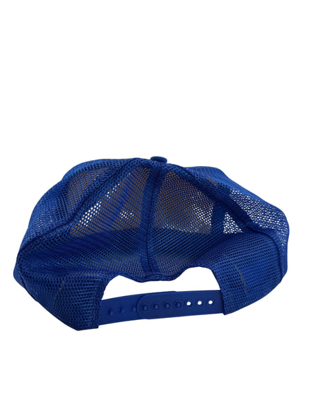 Vintage NISSIN Los Angeles Lakers 1987 World Champions Trucker Mesh Snapback Hat 80s White Blue