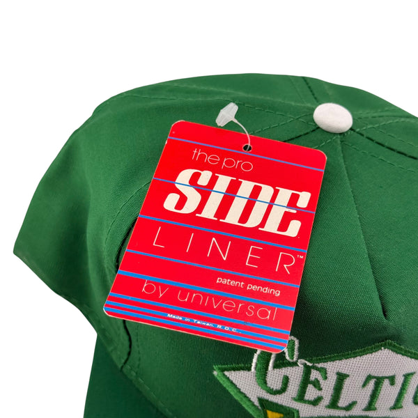 Vintage UNIVERSAL Boston Celtics The Pro Side Liner Striped Brim Snapback Hat 90s Green NWT