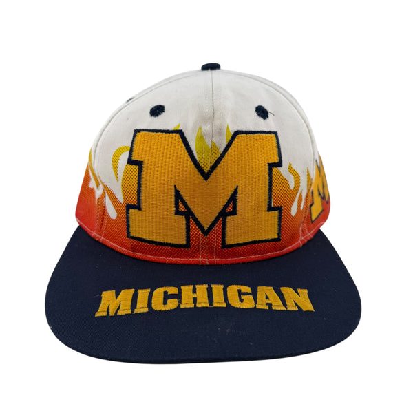 Vintage Front Row Michigan Wolverines On Fire 90s Snapback Hat