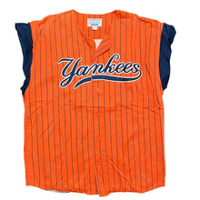 Load image into Gallery viewer, Vintage STARTER New York Yankees Pinstripe Sleeveless Baseball Jersey 90s Orange L
