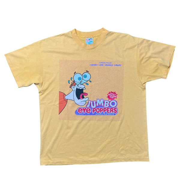 Vintage HANES Jumbo Eye Poppers T Shirt 90s Yellow XL