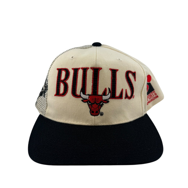 Vintage Sports Specialties Chicago Bulls Shadow Laser White Two Tone 90s Snapback Hat
