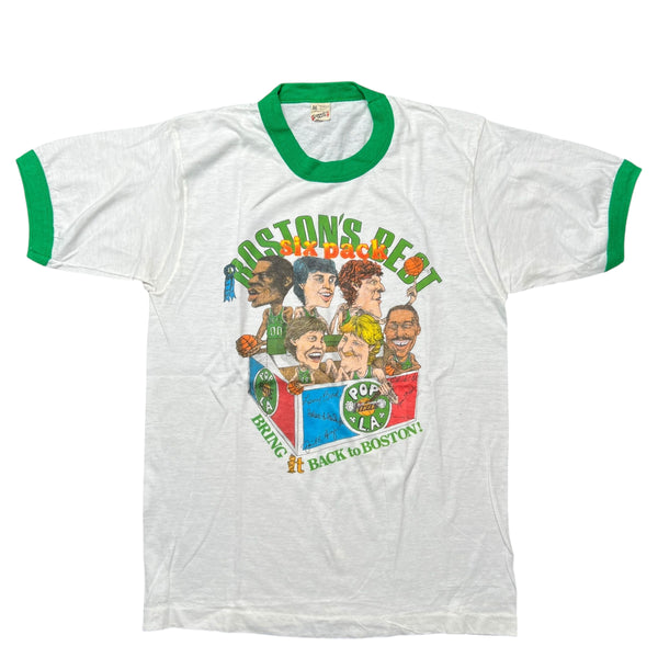 Vintage 80s SCREEN STARS Bostons Best Six Pack Caricature T Shirt Medium