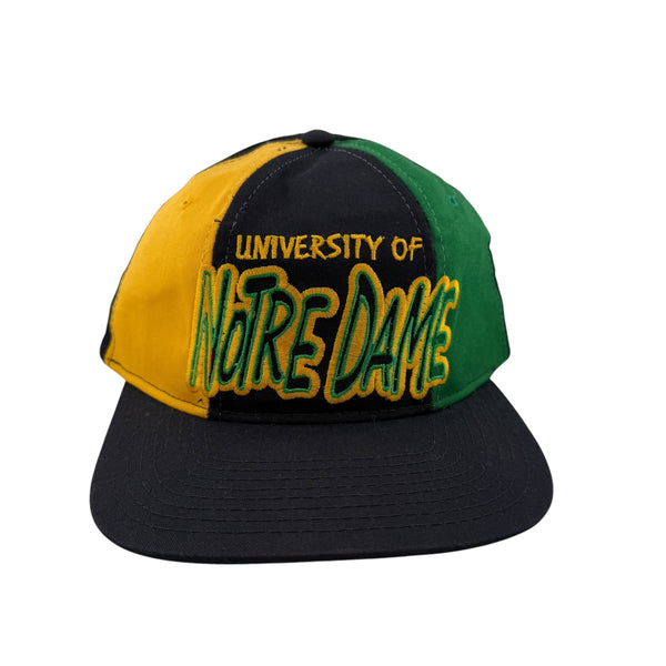 Vintage STARTER Notre Dame Tri Power Wool Snapback Hat 90s Multicolor