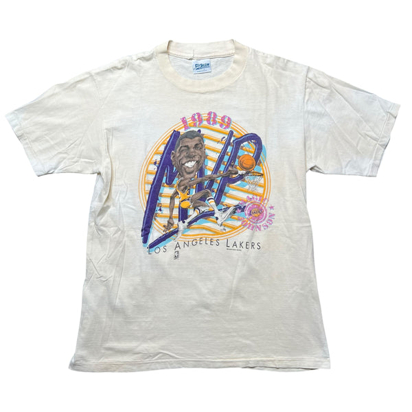 Vintage 1989 SALEM Magic Johnson MVP Lakers Caricature T Shirt Large