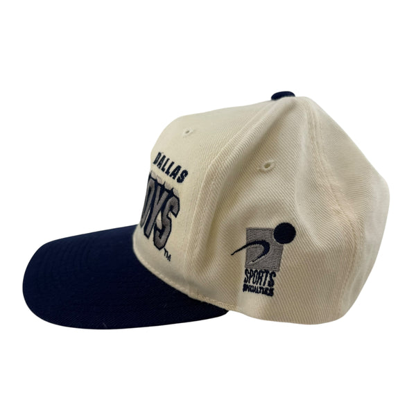 Vintage SPORTS SPECIALTIES Dallas Cowboys Shadow Laser Snapback Hat 90s Cream Blue