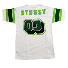 Load image into Gallery viewer, Vintage STUSSY 03 Green Football Shirt White Sz Small
