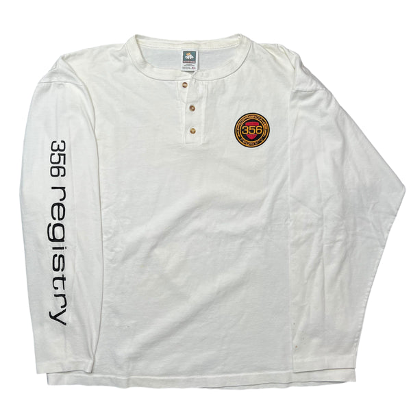 Vintage COTTON DELUXE Porsche 356 Registry Long Sleeve Henley T Shirt 90s White XL