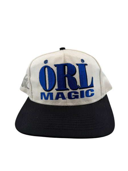 Vintage LOGO 7 Orlando Magic ORL Snapback Hat 90s White Black