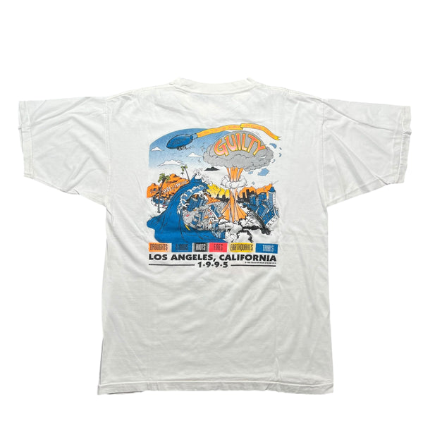 Vintage OJ Simpson V Day Verdict Day Los Angeles 1995 Cartoon Graphic T Shirt 90s White