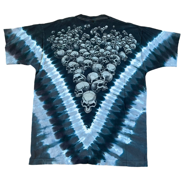 Vintage LIQUID BLUE Skulls Boneyard Skull Pile All Over Print Tie Dyed T Shirt 90s XL