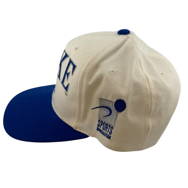 Vintage SPORTS SPECIALTIES Duke Blue Devils Laser Snapback Hat 90s White Blue