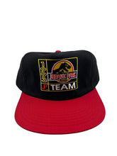 Load image into Gallery viewer, Vintage UNIVERSAL STUDIOS McDonald’s Jurassic Park Team 1993 Snapback Hat 90s Black Red
