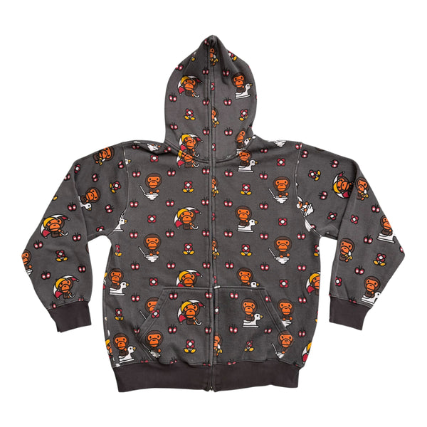 A Bathing Ape Baby Milo Junk Food All Over Print Full Zip Hoodie Grey Size Large