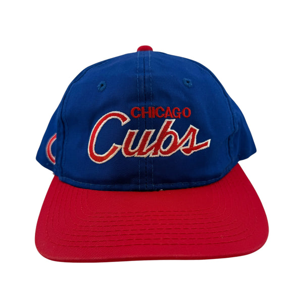 Vintage SPORTS SPECIALTIES Chicago Cubs Script Snapback Hat 90s Multicolor