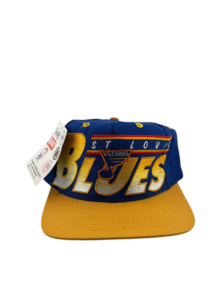 Vintage LOGO ATHLETIC St. Louis Blues Big Logo Snapback Hat 90s Blue Yellow NWT