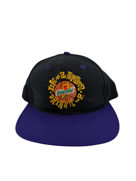 Vintage SPORTS SPECIALTIES Gatorade Life is a Sport Drink it Up Snapback Hat 90s Black Purple