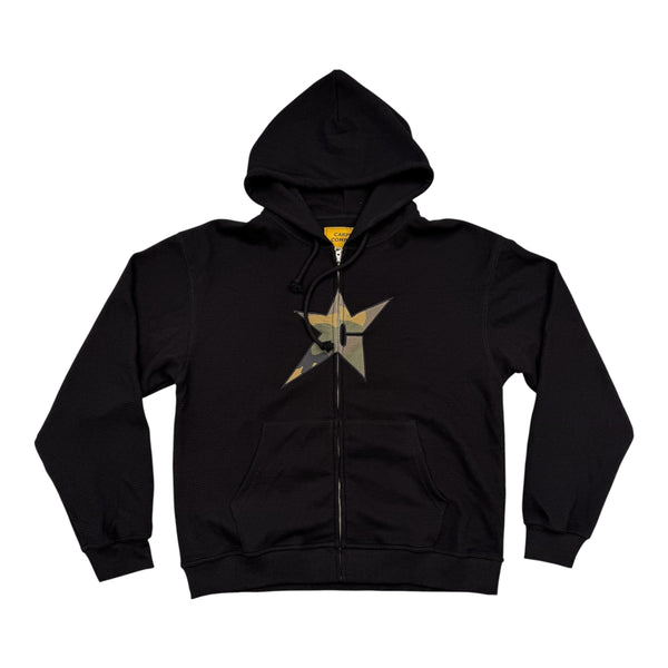 New Carpet Company C-Star Thermal Zip Hoodie Black Size Medium 