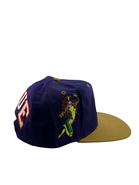 Vintage AMERICAN NEEDLE Rogue X-Men Blockhead Snapback Hat 90s Purple Gold NWT