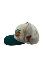 Load image into Gallery viewer, Vintage SPORTS SPECIALTIES Miami Dolphins Laser Shadow Snapback Hat 90s White Teal
