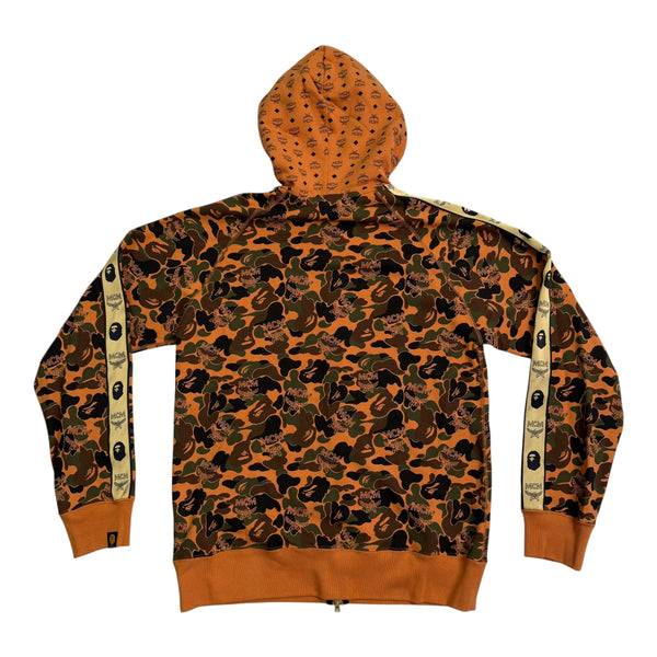 New BAPE x MCM Camo Full Zip Hoodie Cognac Sz XL
