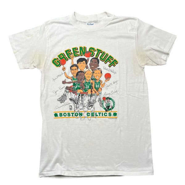 Vintage 80s CHAMPION TUFF ONES Salem Boston Celtics Green Stuff Caricature T Shirt Large