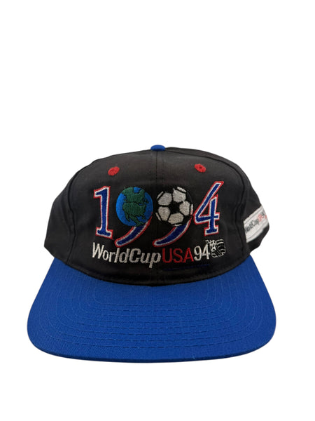 Vintage TWINS ENTERPRISE 1994 World Cup USA Snapback Hat 90s Black Blue