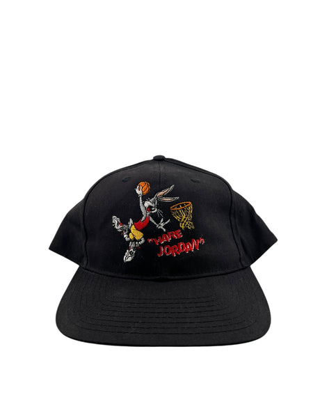Vintage NIKE Bugs Bunny Hare Jordan Basketball Snapback Hat 90s Black