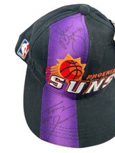 Load image into Gallery viewer, Vintage SPORTS SPECIALTIES Phoenix Suns Two Tone Split Autographed Snapback Hat 90s Black Purple NWT
