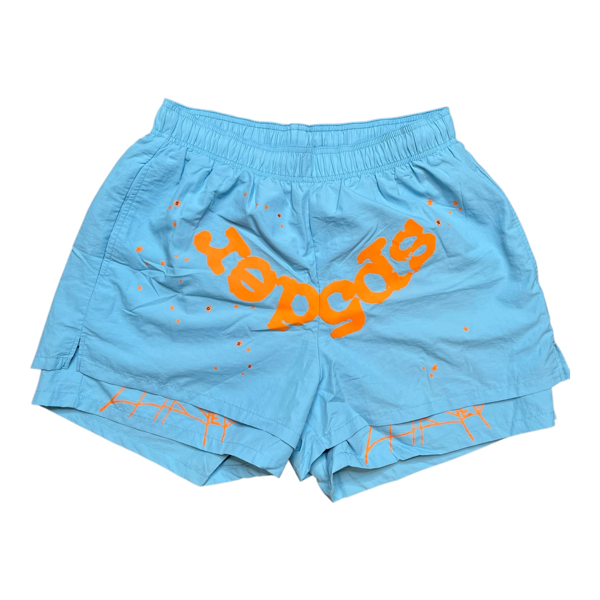 New Sp5der Light Blue OG Double Layer Shorts size M – Reset Web Store