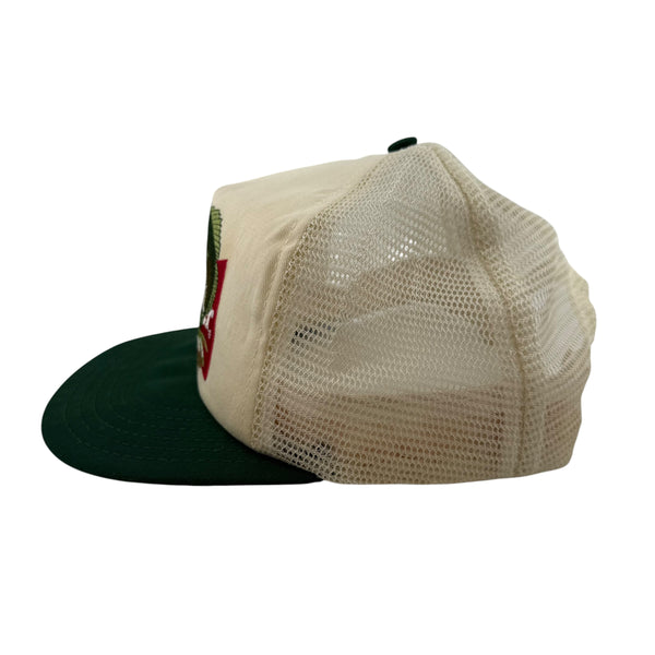 Vintage Budweiser Bass Anglers Trucker Mesh Snapback Hat 90s Beer Fishing White Green