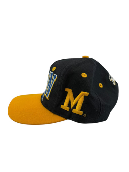 Vintage TOW Michigan Wolverines Big Logo Snapback Hat 90s Black Yellow