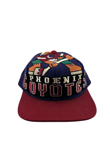 Vintage THE GAME Phoenix Coyotes Big Kachina Logo Snapback Hat 90s Purple Burgundy