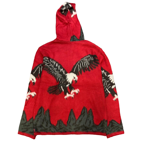 NEW Supreme Eagle Hooded Zip Up Sweater Dark Red Sz Large