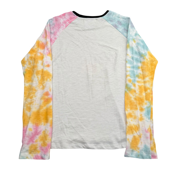 SIBERIA HILLS L/S Tie Dye Sleeve White Shirt Large