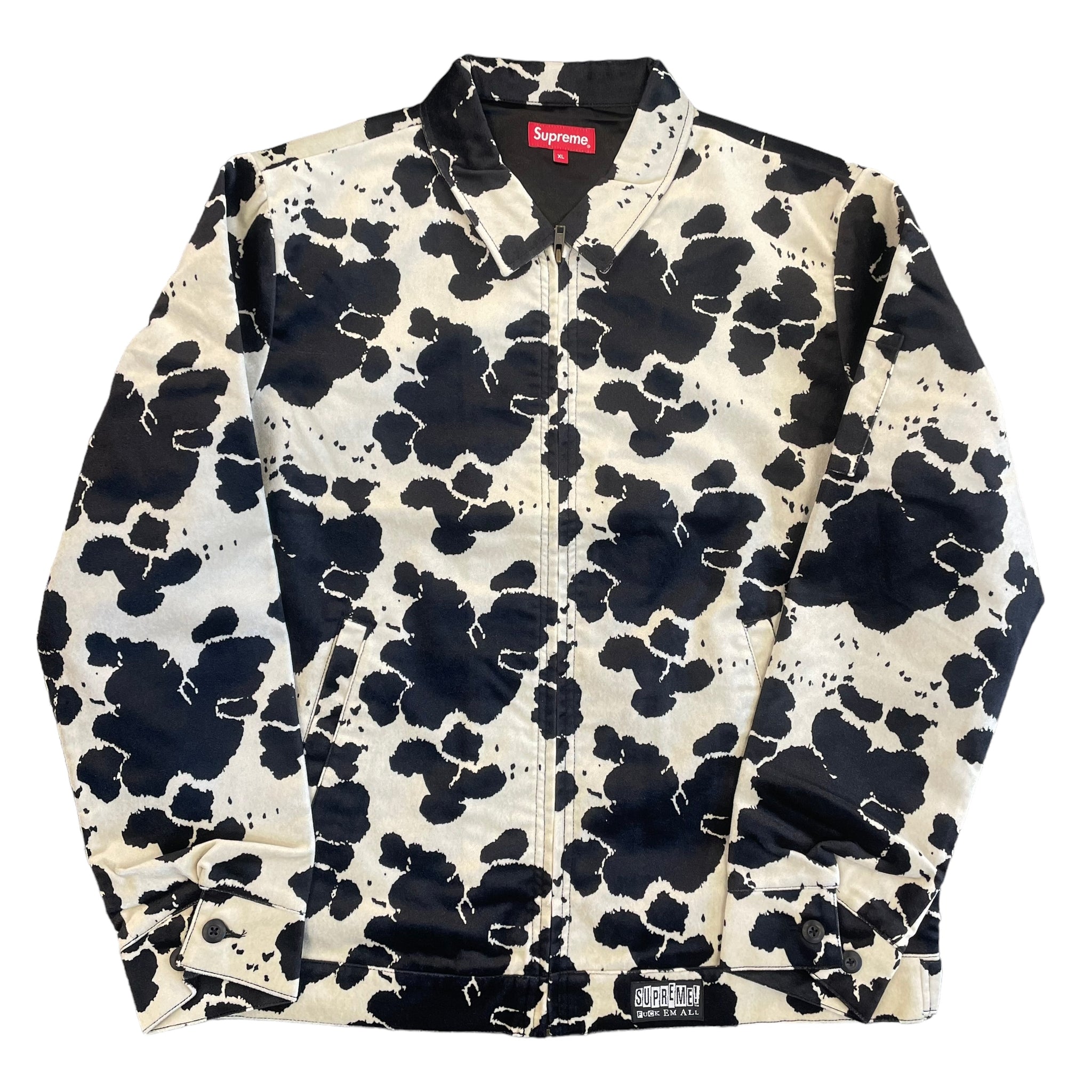 New SUPREME Velveteen Cow Print Work Jacket FW15 XL – Reset Web Store