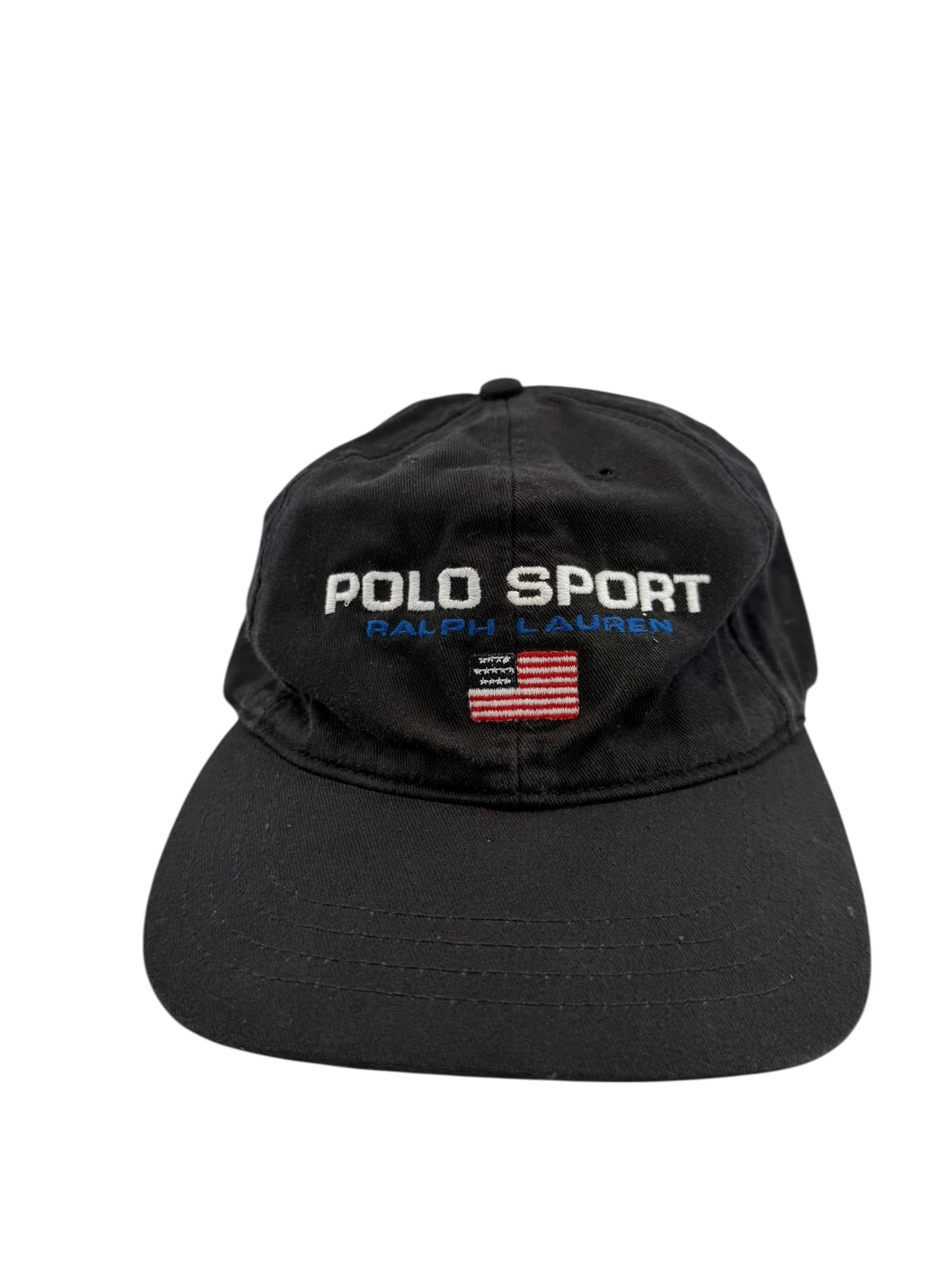 Vintage POLO SPORT Ralph Lauren USA Flag Spell Out Strapback Hat