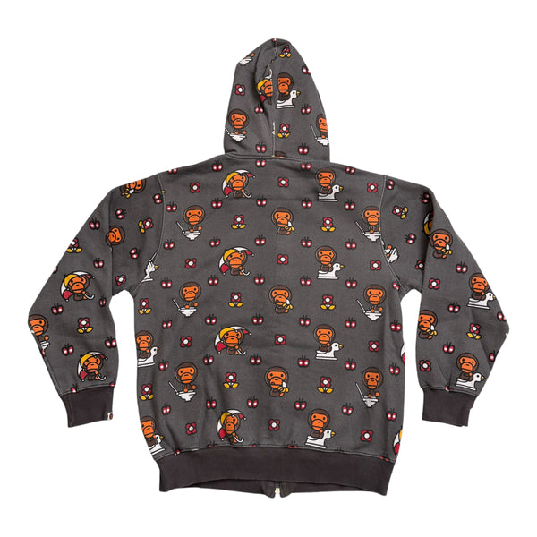 A Bathing Ape Baby Milo Junk Food All Over Print Full Zip Hoodie Grey Size Large