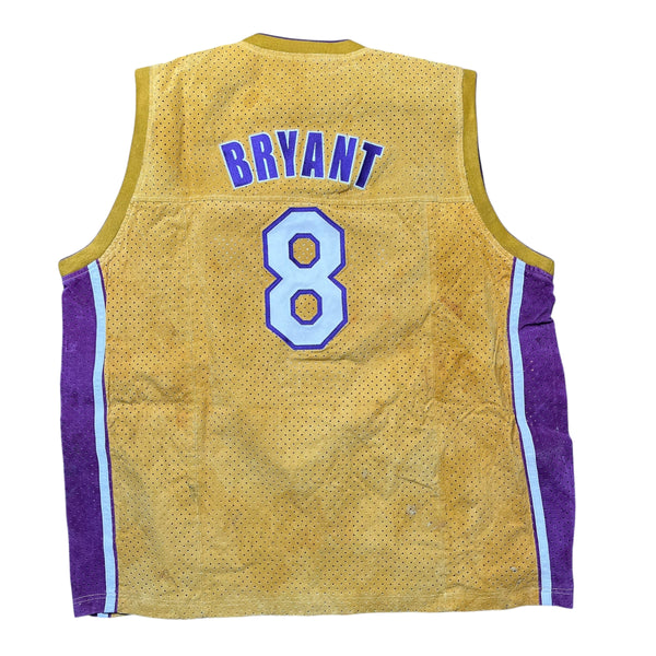 Vintage CHAMPION x JEFF HAMILTON Kobe Bryant Los Angeles Lakers Suede Leather Jersey 90s Gold 50