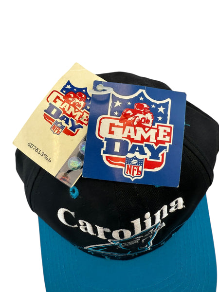 Vintage TWINS ENTERPRISE Carolina Panthers Snapback Hat 90s Black Blue NWT