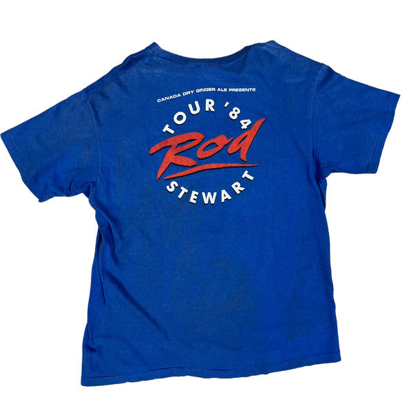 Vintage HANES Rod Stewart Concert Tour 1984 T Shirt Tagged 80s Blue L
