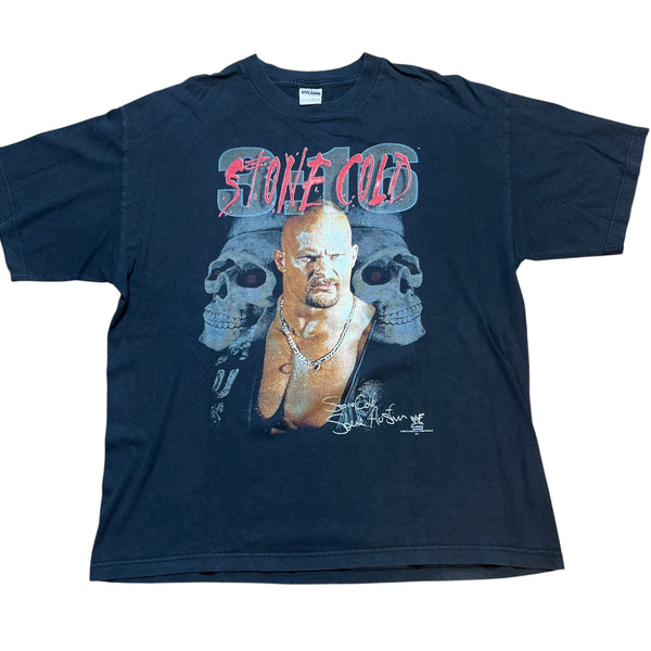 Vintage HYLAND WWF Stone Cold Steve Austin Born to Whoop Ass 1998 Wrestling T Shirt 90s Black XL
