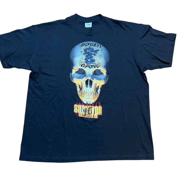 Vintage VAN METER WWF Survivor Series Deadly Game Skull 1998 Wrestling T Shirt 90s Black XL