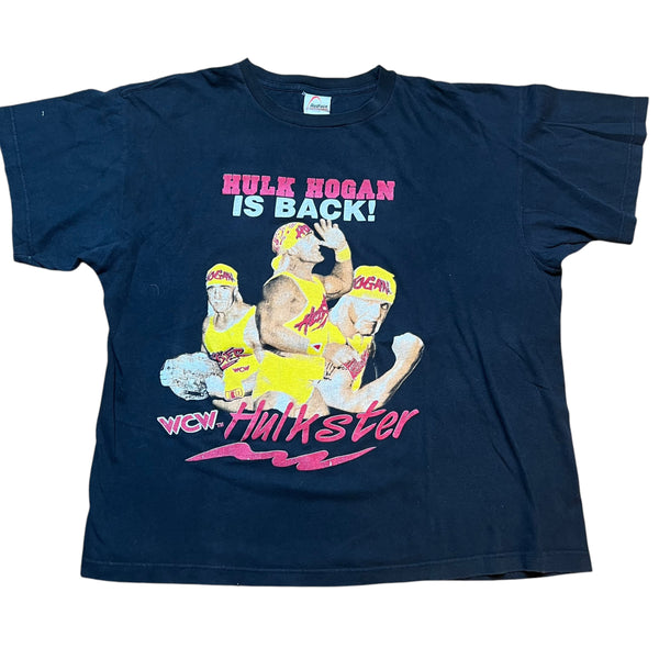 Vintage REDFACE Hulk Hogan Is Back No More Hollywood Hulkster Hulkamania Lives Forever WCW Wrestling T Shirt 90s Black XL