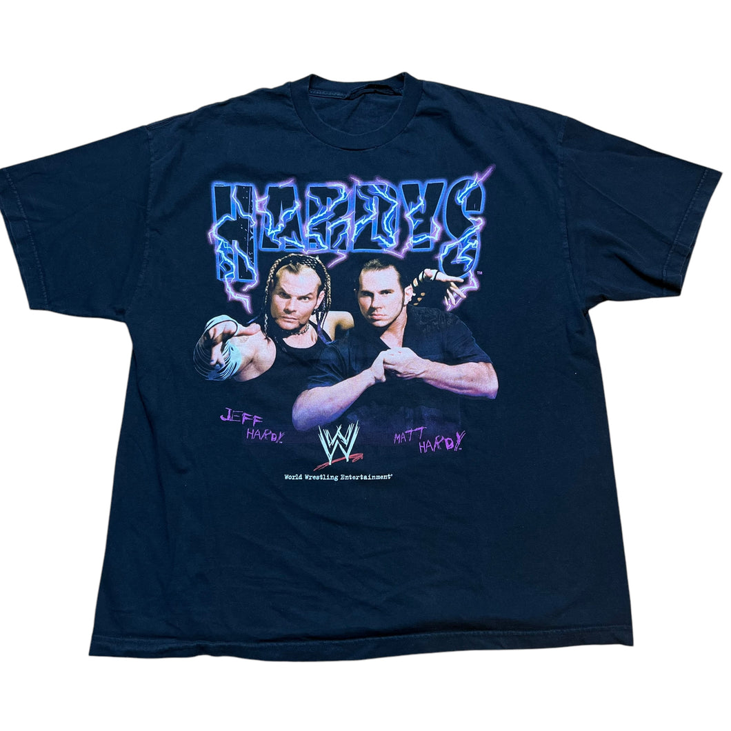 Vintage The Hardy Boyz Matt Jeff Tag Team Wrestling Lightning T Shirt 90s Black