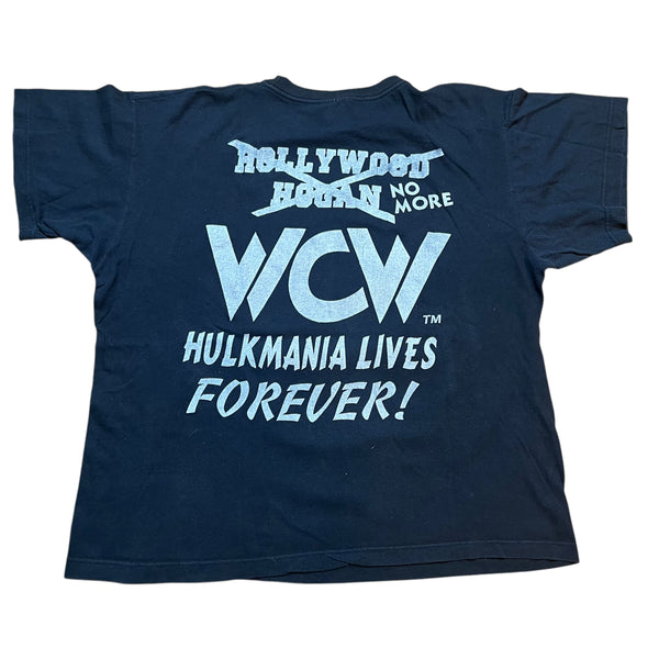 Vintage REDFACE Hulk Hogan Is Back No More Hollywood Hulkster Hulkamania Lives Forever WCW Wrestling T Shirt 90s Black XL