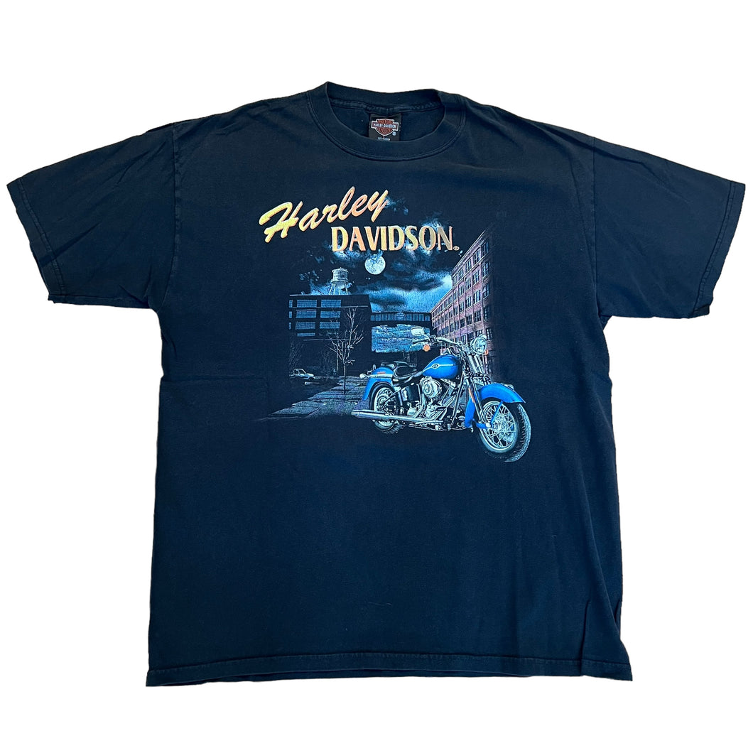 Vintage HARLEY DAVIDSON Warehouse Chopper Graphic T Shirt 90s Black