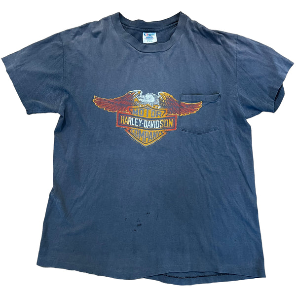 Vintage Harley Davidson Motorcycles Eagle For Bikers Only Pocket T Shirt 80s 90s XL